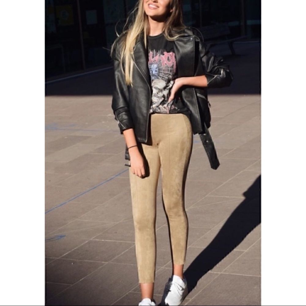 Zara Basic Suede Leggings High Rise